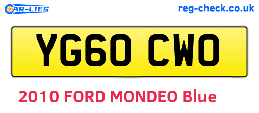 YG60CWO are the vehicle registration plates.