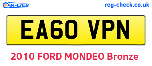 EA60VPN are the vehicle registration plates.