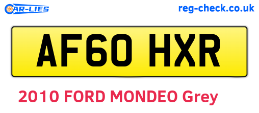 AF60HXR are the vehicle registration plates.