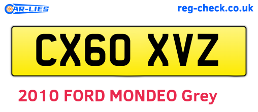 CX60XVZ are the vehicle registration plates.