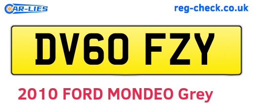 DV60FZY are the vehicle registration plates.