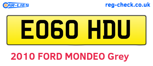 EO60HDU are the vehicle registration plates.