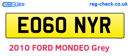 EO60NYR are the vehicle registration plates.