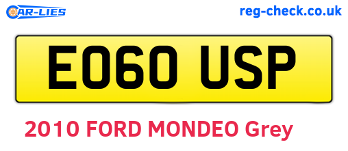 EO60USP are the vehicle registration plates.