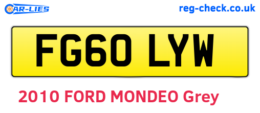 FG60LYW are the vehicle registration plates.