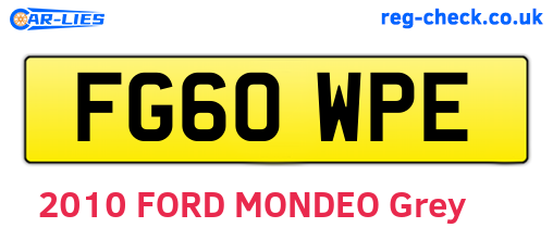 FG60WPE are the vehicle registration plates.