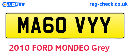 MA60VYY are the vehicle registration plates.