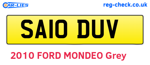 SA10DUV are the vehicle registration plates.