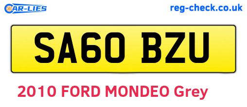 SA60BZU are the vehicle registration plates.