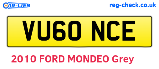 VU60NCE are the vehicle registration plates.