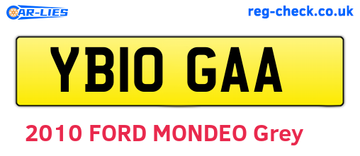 YB10GAA are the vehicle registration plates.