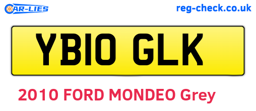 YB10GLK are the vehicle registration plates.