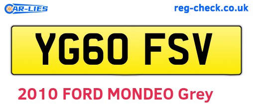 YG60FSV are the vehicle registration plates.