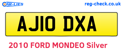 AJ10DXA are the vehicle registration plates.