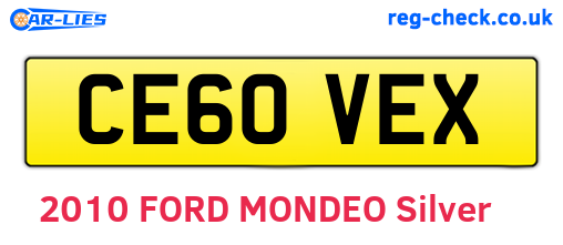 CE60VEX are the vehicle registration plates.