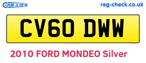 CV60DWW are the vehicle registration plates.