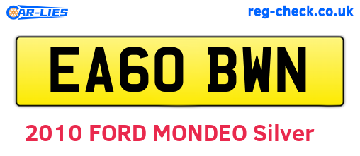 EA60BWN are the vehicle registration plates.