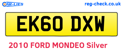 EK60DXW are the vehicle registration plates.