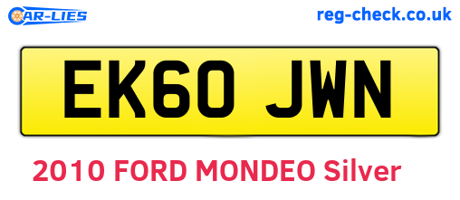 EK60JWN are the vehicle registration plates.
