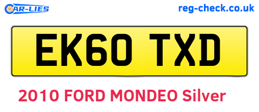 EK60TXD are the vehicle registration plates.