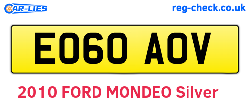 EO60AOV are the vehicle registration plates.