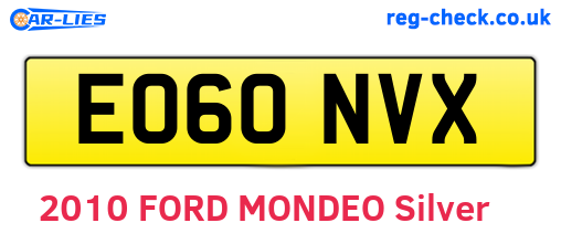 EO60NVX are the vehicle registration plates.
