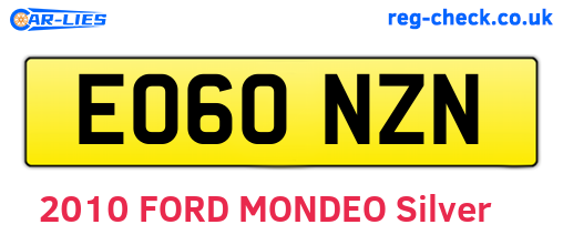 EO60NZN are the vehicle registration plates.