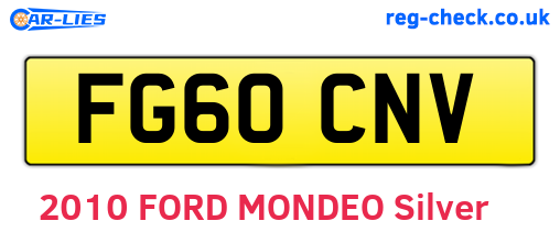 FG60CNV are the vehicle registration plates.