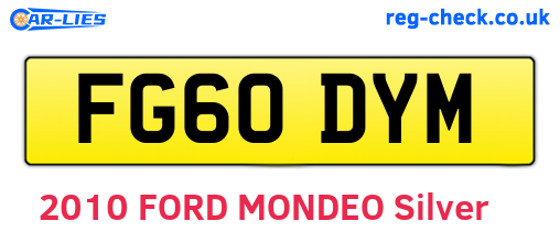 FG60DYM are the vehicle registration plates.