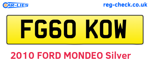 FG60KOW are the vehicle registration plates.