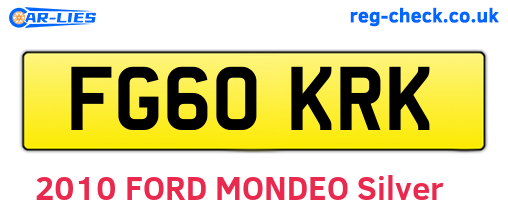 FG60KRK are the vehicle registration plates.
