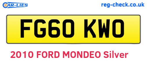 FG60KWO are the vehicle registration plates.
