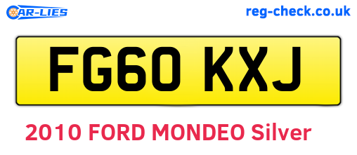 FG60KXJ are the vehicle registration plates.