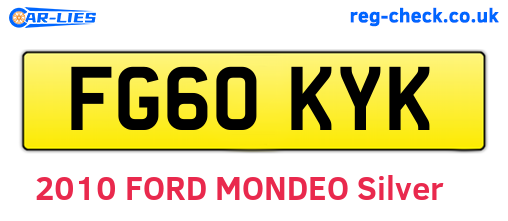 FG60KYK are the vehicle registration plates.