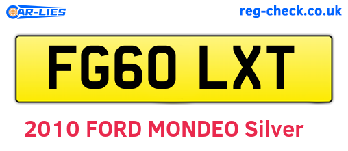 FG60LXT are the vehicle registration plates.