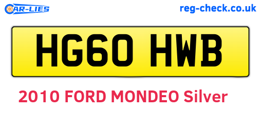 HG60HWB are the vehicle registration plates.