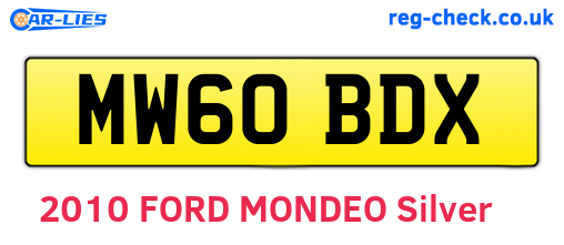 MW60BDX are the vehicle registration plates.