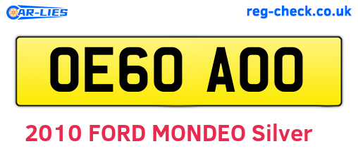 OE60AOO are the vehicle registration plates.