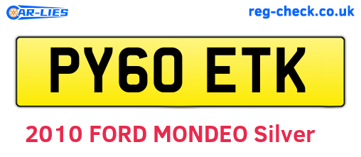 PY60ETK are the vehicle registration plates.