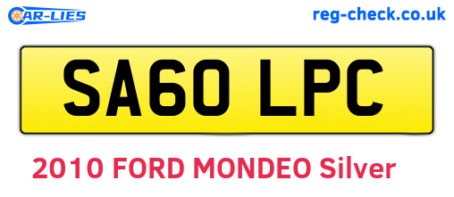 SA60LPC are the vehicle registration plates.