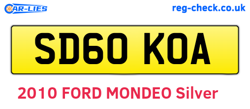 SD60KOA are the vehicle registration plates.