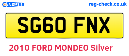 SG60FNX are the vehicle registration plates.