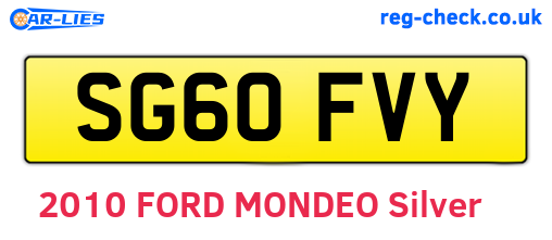 SG60FVY are the vehicle registration plates.