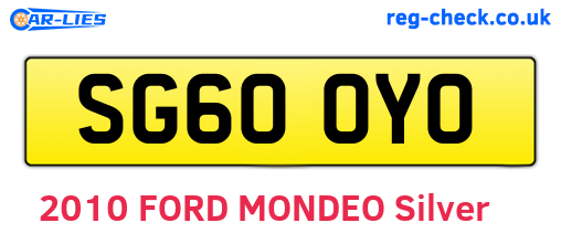 SG60OYO are the vehicle registration plates.