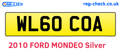 WL60COA are the vehicle registration plates.