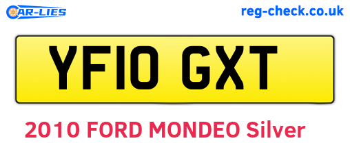 YF10GXT are the vehicle registration plates.
