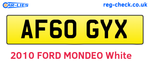 AF60GYX are the vehicle registration plates.
