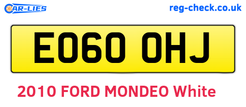 EO60OHJ are the vehicle registration plates.