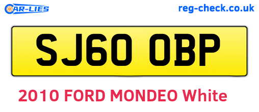 SJ60OBP are the vehicle registration plates.