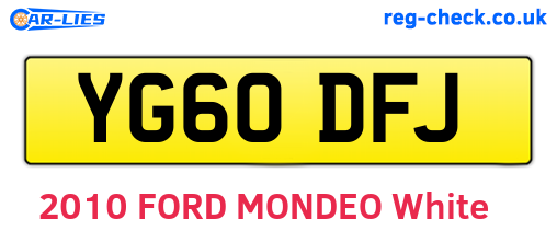 YG60DFJ are the vehicle registration plates.